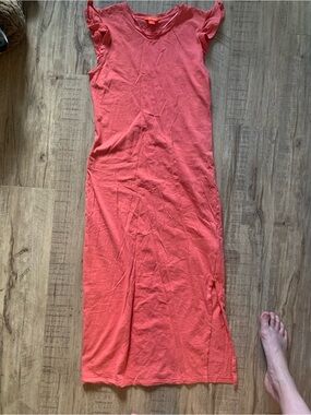 Joe Fresh 100% Cotton Pink Maxi Dress with Ruffle Sleeves